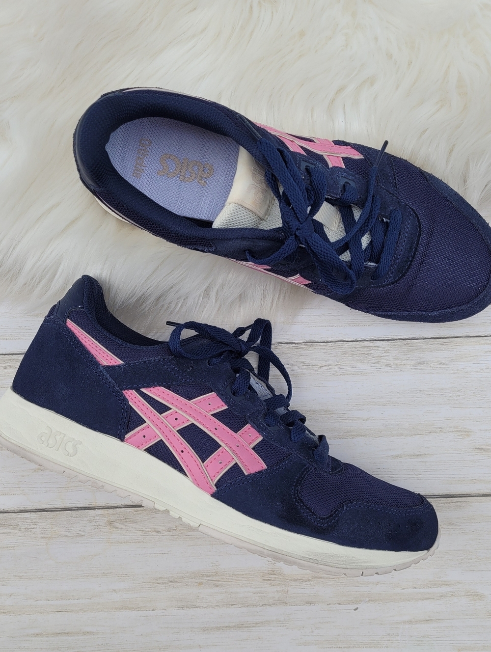 Asics Lyte Classic Retro Sneaker Navy Blue Midnight/Sweet Pink Shoes Women's 8